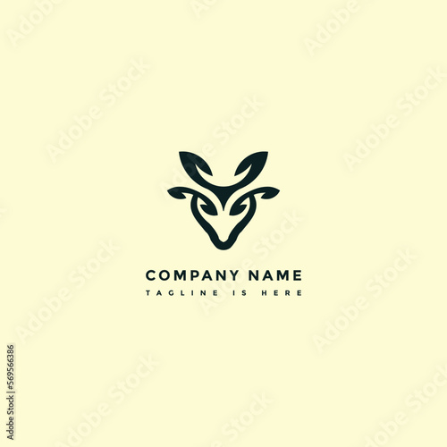 A creative combination of a fawn and leaf shapes, this modern and simple logo is perfect for nature-themed companies and organizations (ID: 569566386)