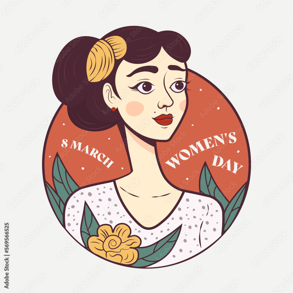 Beautiful girls in vector style for women's day on March 8 Beautiful girls in vector style for women's day on March 8