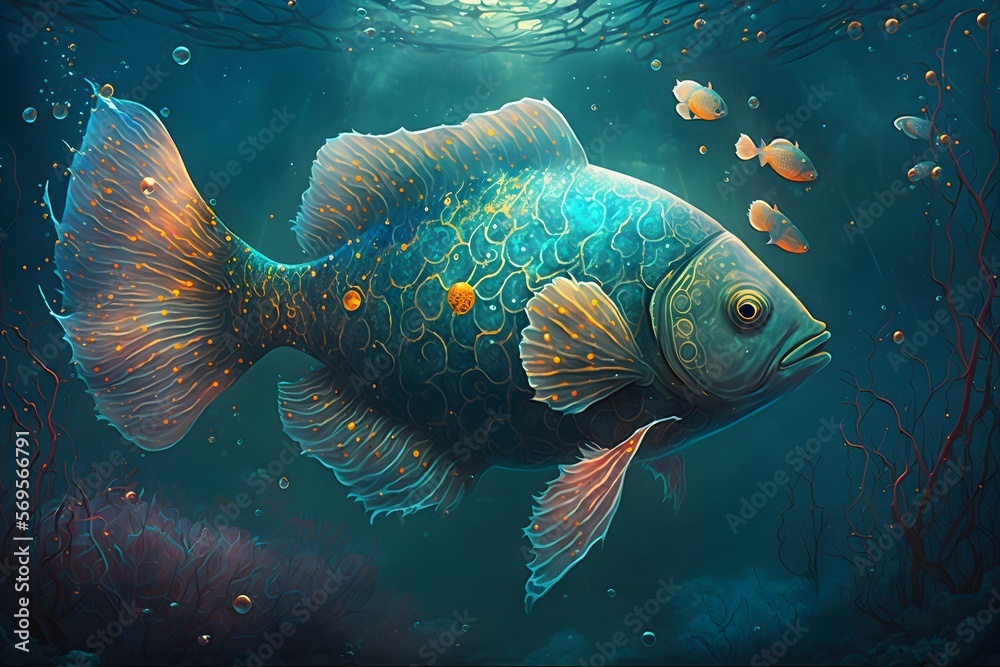 magical fish created using Generative AI Technology Stock Illustration ...