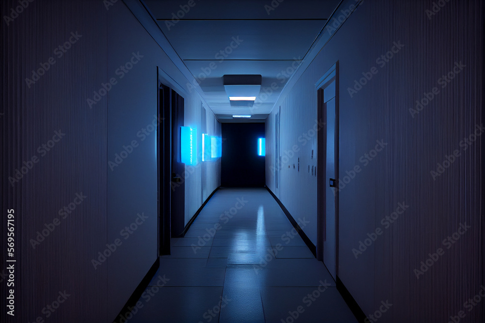 Hospital corridor,digital illustration generative AI.