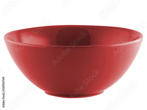 Red empty bowl isolated on  transparent.