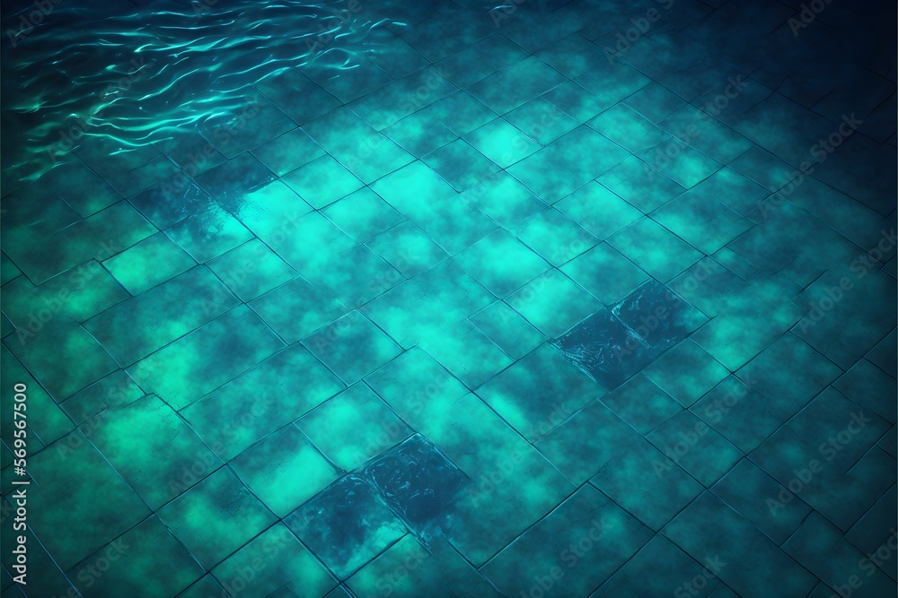 An illustration of seabed, pool blue turquoise background. Generative AI.