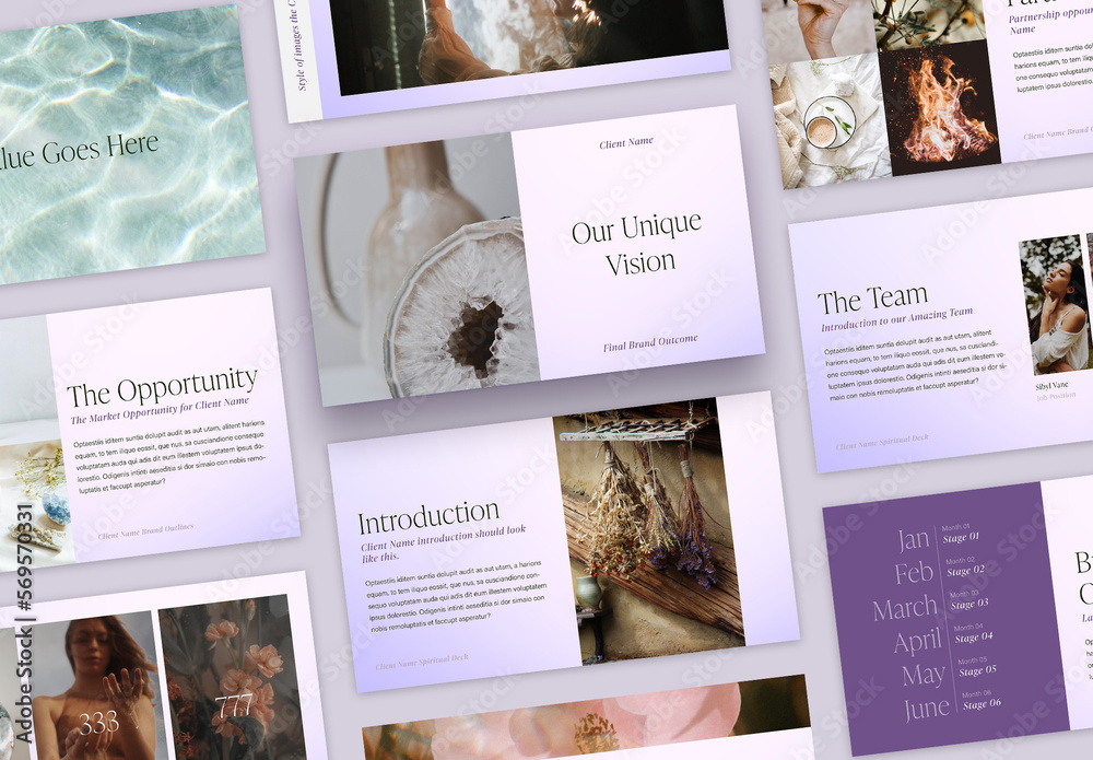 Spiritual Pitch Deck with Purple Gradient Accents Stock Template ...