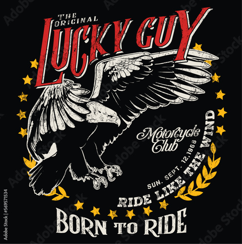 Wheel and wings in vintage style. Emblem, symbol, for t-shirt graphic, posters and other uses.