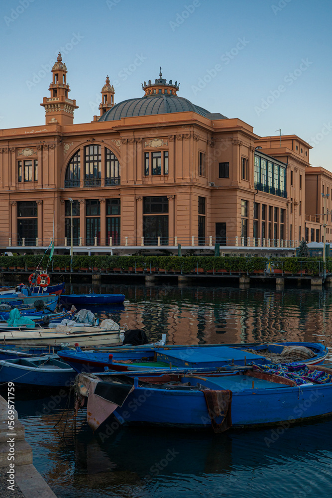 Sea view of Teatro Margherita theater in downtown of Bari.
