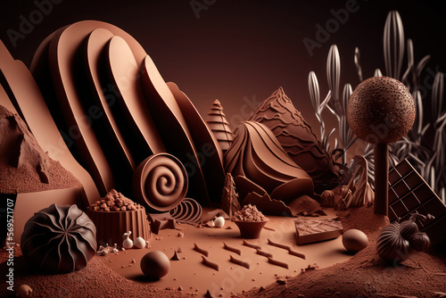 Obraz na płótnie Chocolate World - Illustration created with generative ai technology w salonie