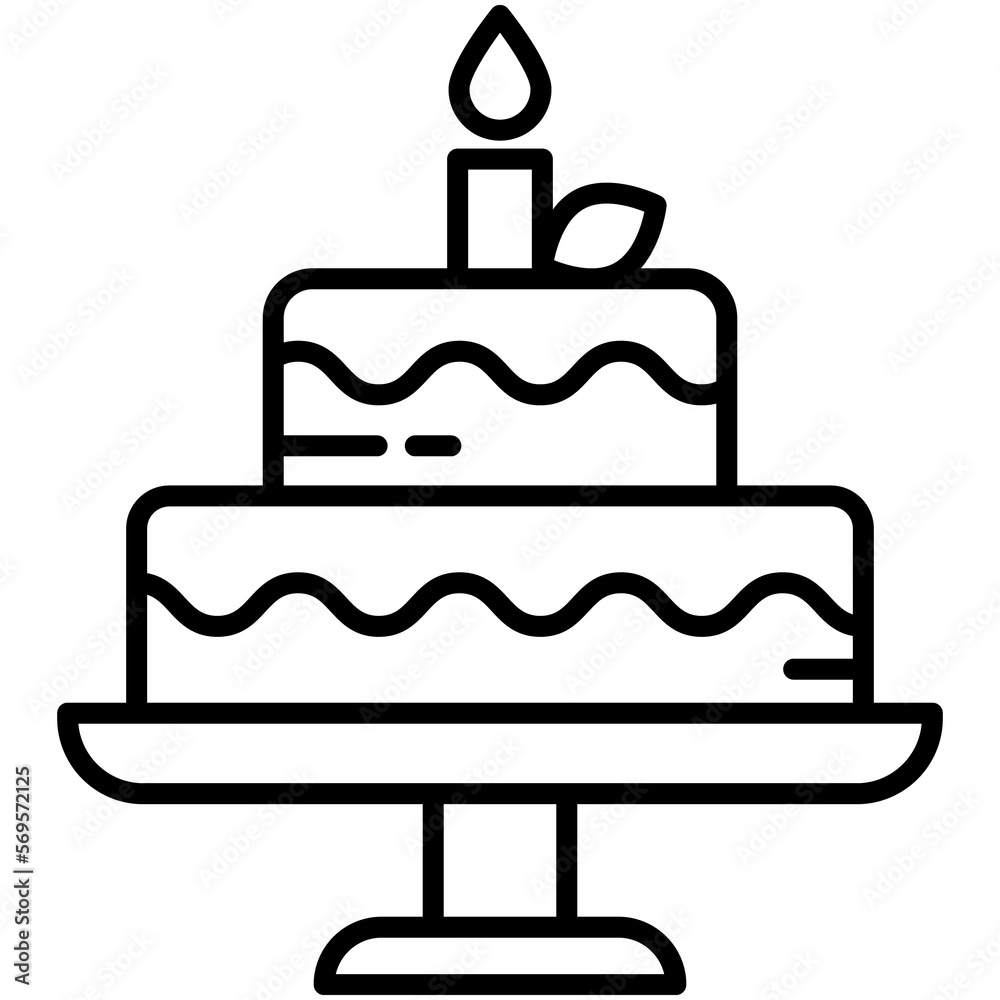 Birthday cake with candle, linear icon Birthday cake with candle, linear icon