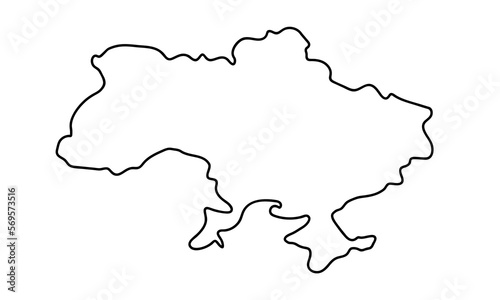 Ukraine Map Silhouette Outline Isolated on White background. Map of Ukraine in line art. Vector illustration