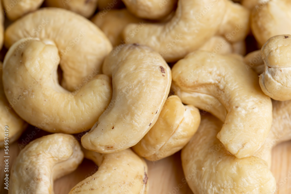 fresh cashew nuts on the table