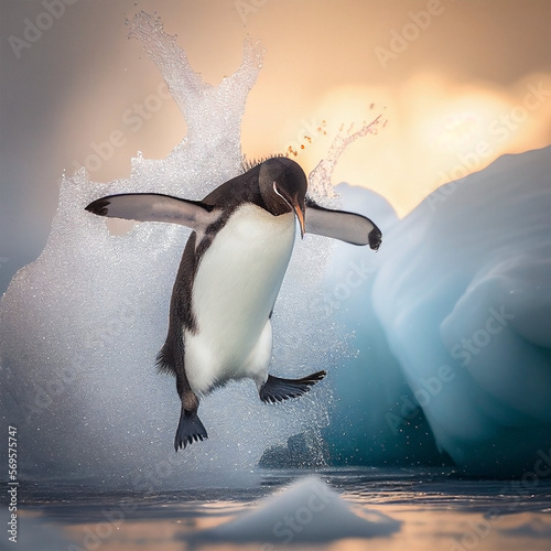 penguin in the water. ai generated