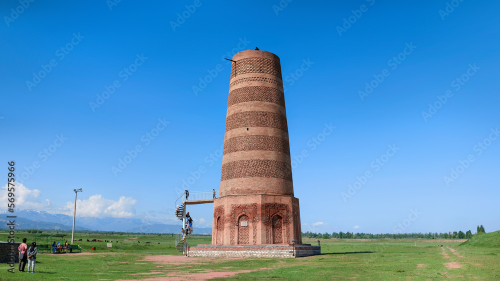 UNESCO World Heritage Site Burana Tower in Balasagun, Kyrgyzstan.