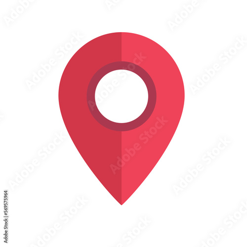 Red map point , location pin isolated from the white background.