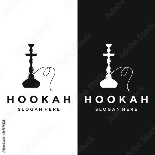 Isolated vintage hookah, shisha or waterpipe Logo design for club, bar, cafe and shop.