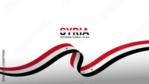 Syria flag wave flowing flutter banner concept and white copy space background vector illustration. photo