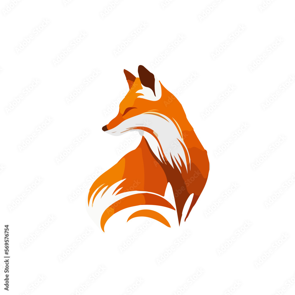 Obraz premium Flat vector illustration of fox portrait isolated on white background