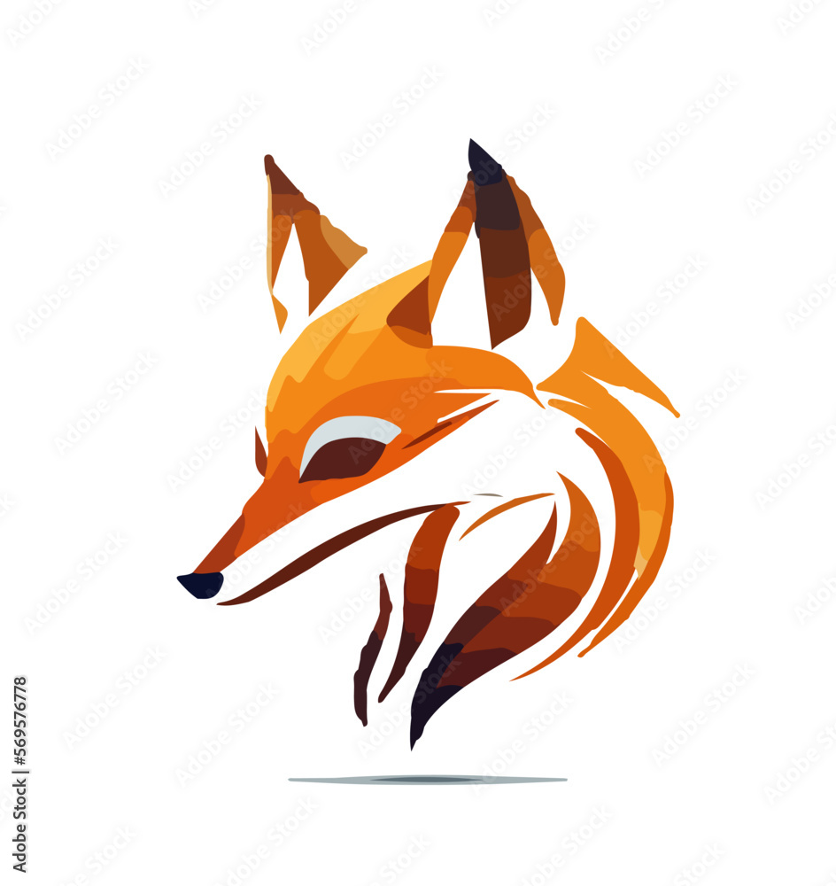 Flat vector illustration of fox portrait isolated on white background Flat vector illustration of fox portrait isolated on white background
