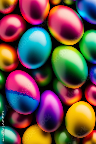 Colorful easter eggs. Generative AI.
