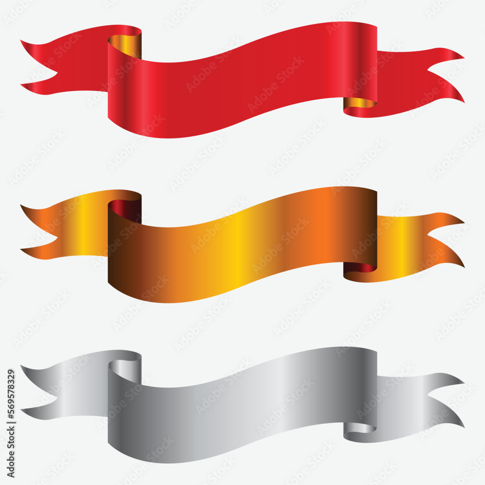 Red, golden and silver banner set. Red, golden and silver banner set.