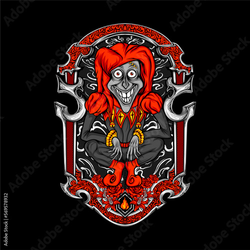 jester clown illustration for t shirt design