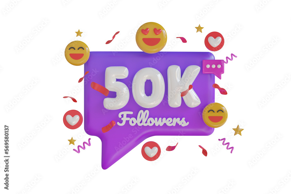 Fototapeta premium 50K Follower 3D Illustration