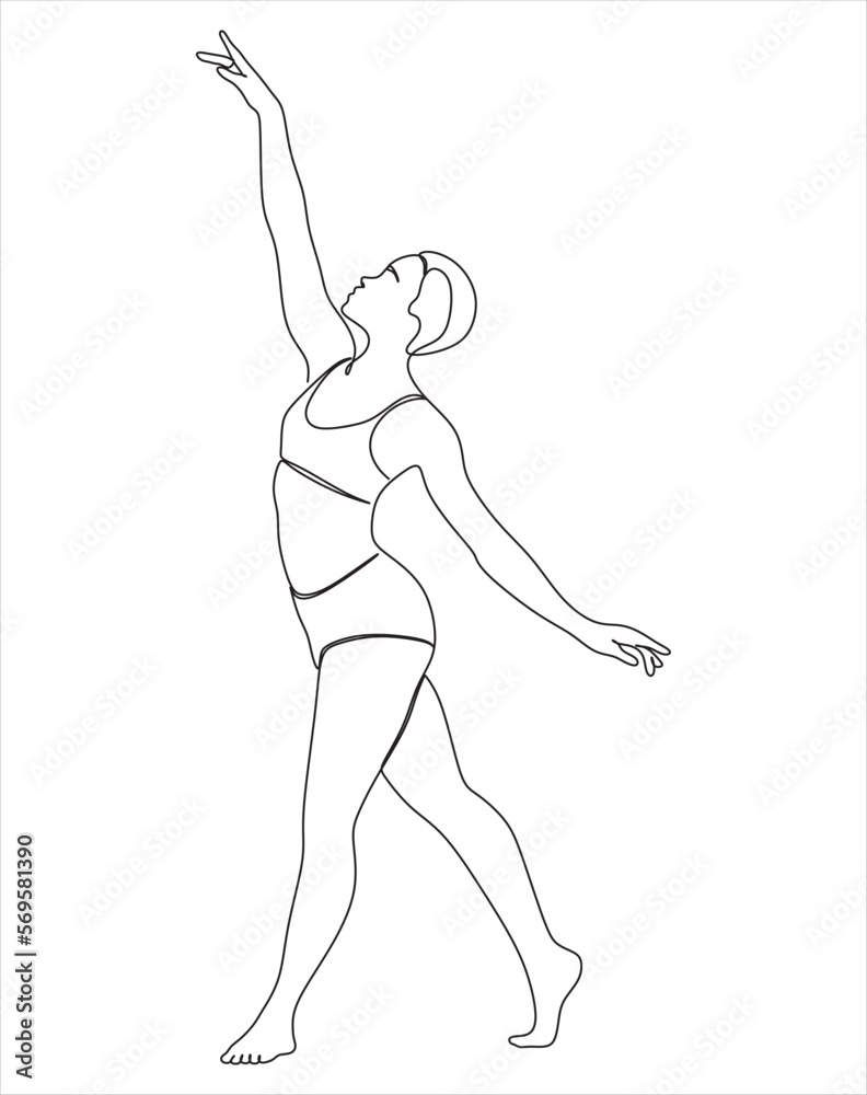 Vector line ballet dancer illustration.