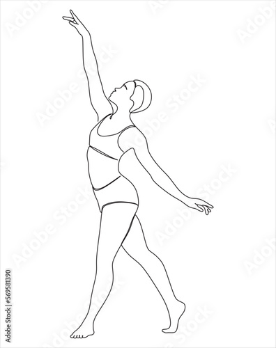 Vector line ballet dancer illustration.