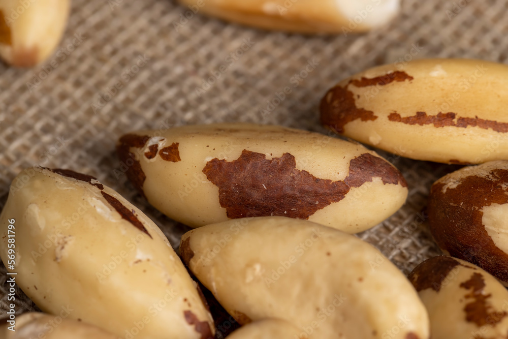 High-quality Brazil nuts peeled from the shell on the table High-quality Brazil nuts peeled from the shell on the table