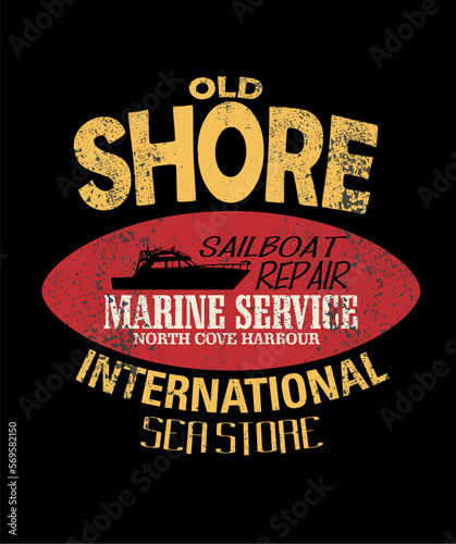 vintage marine graphic design set