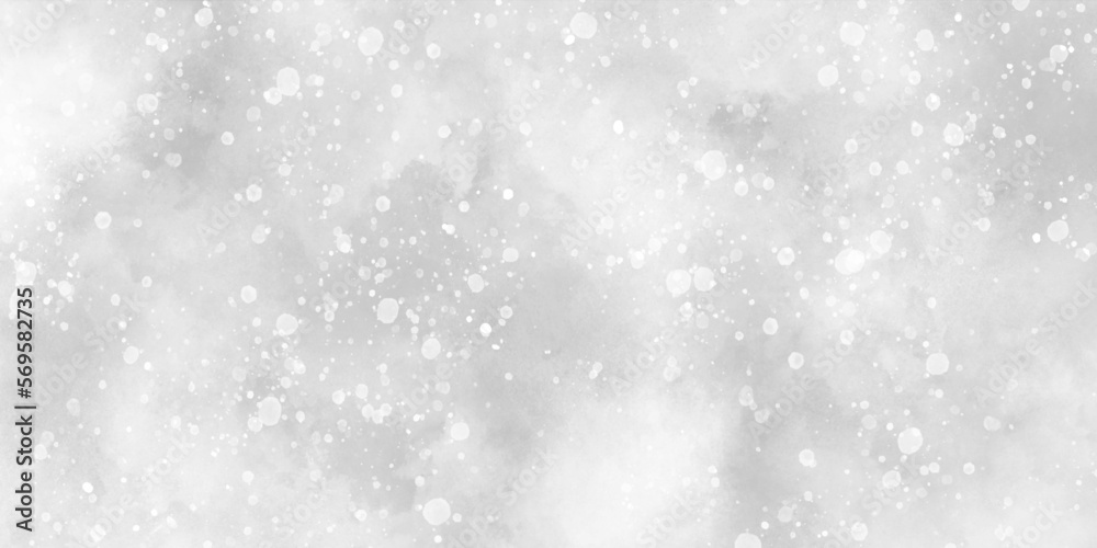 white blur abstract background snow is falling randomly, flakes falling randomly on clouds, beautiful white watercolor background with glitter particles, white bokeh background for wallpaper.