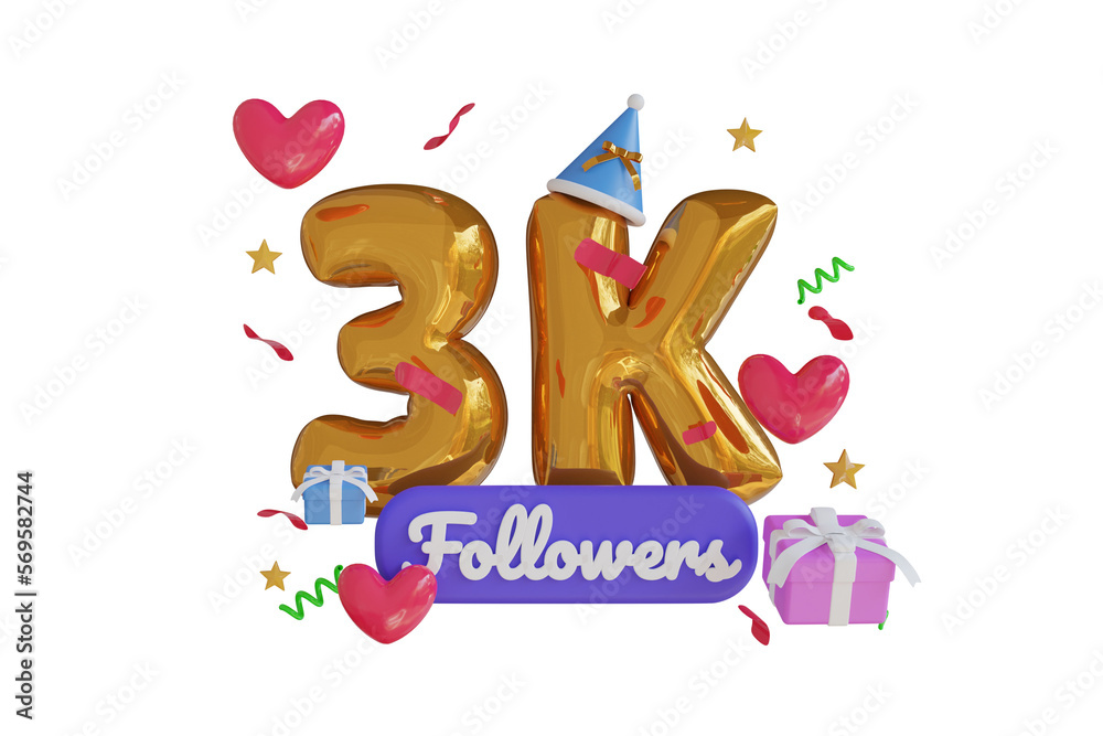 3K Follower Gold 3D Illustration 3K Follower Gold 3D Illustration