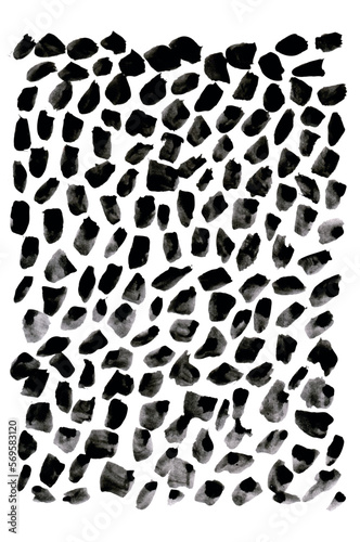 Grunge stains hand drawn vector seamless background. Texture of dirty ink circles. Black paint dry brush splashes, stains background. Abstract rough spots, background with spots. Wrapping paper design