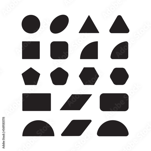 Basic geometric shapes vector illustration icon set isolated