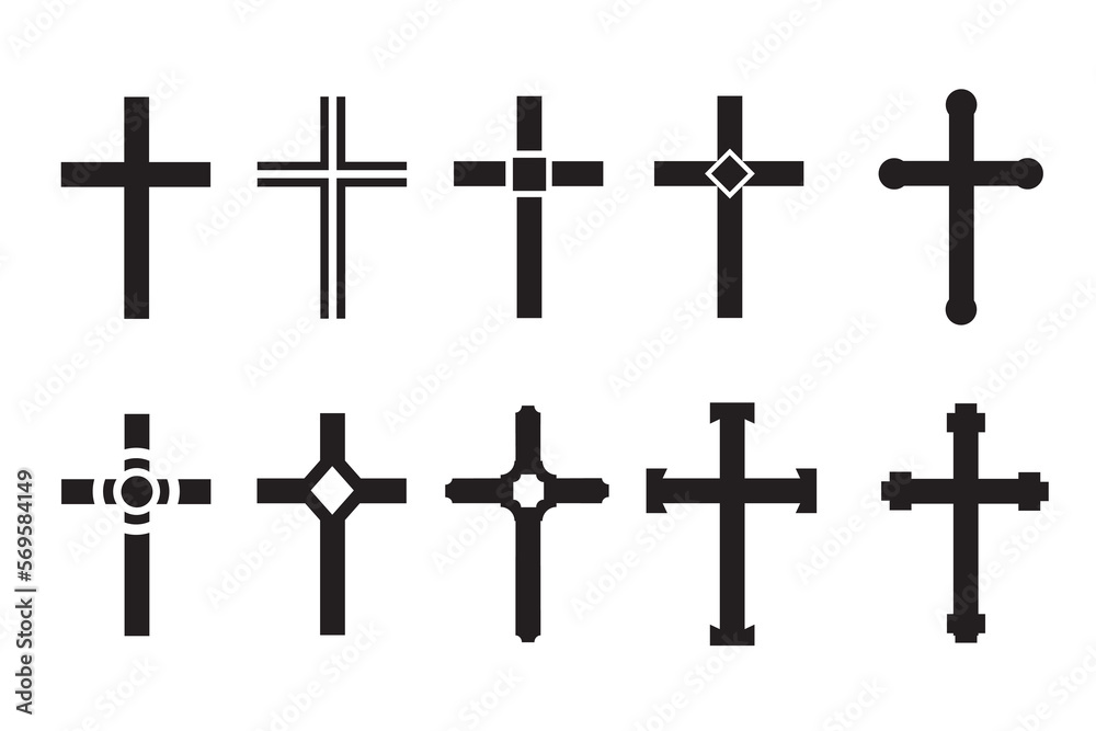 Cross symbol. New collection of Christian crosses.Vector