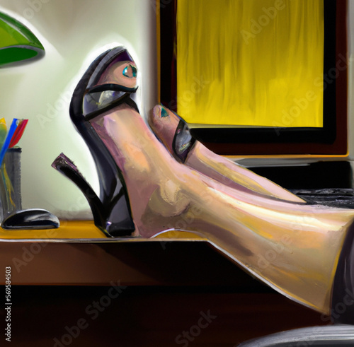 powerful ladie's business outfit on office created with generative AI technology