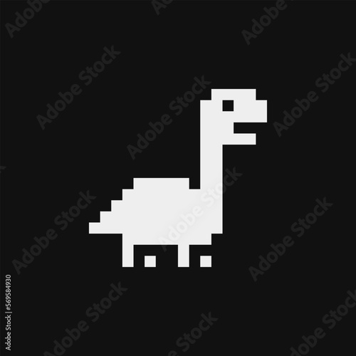 Sauropod dinosaur emoji pixel art icon, tattoo, isolated vector illustration. Logo, sticker design.