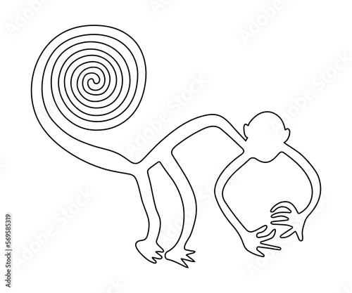 Monkey - geoglyph from Nazca  on transparent background