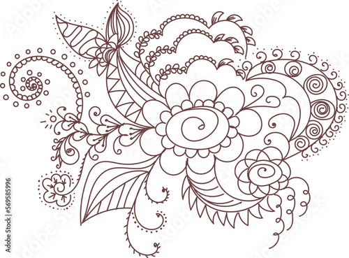 Mehendi henna tattoo pattern with abstract floral motiff