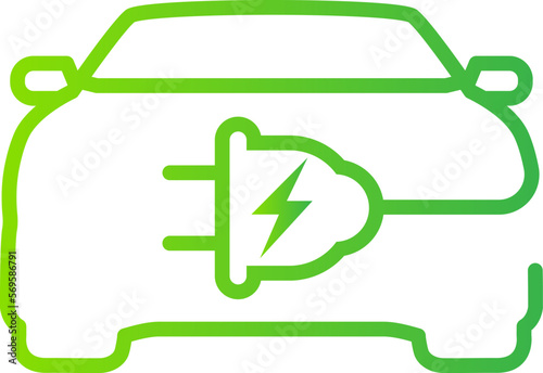 Eco-friendly car vector icon with charging plug for electric or EV cars. Vector illustration.