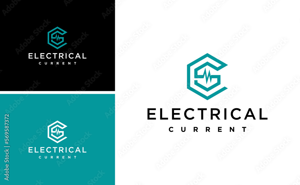 electrical flash light logo design.letter SC or CS with electrical voltage vector template electrical flash light logo design.letter SC or CS with electrical voltage vector template