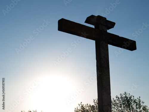 Silhouette of the cross of Christ on a hermitage in Évora, Alentejo.