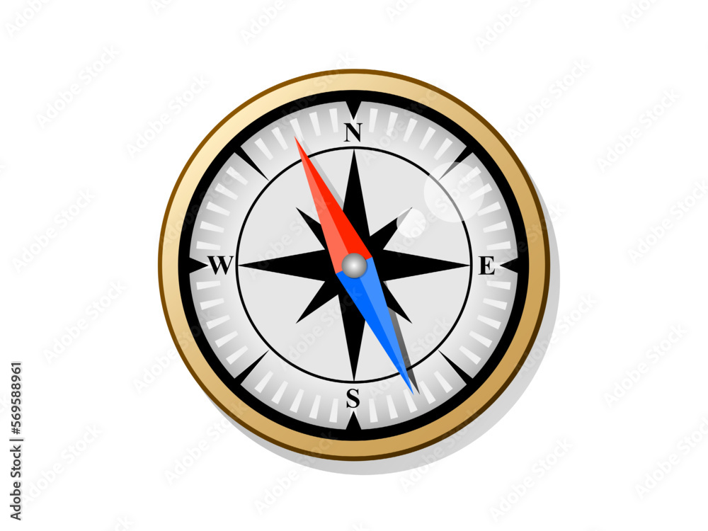 Compass on white background, navigation
