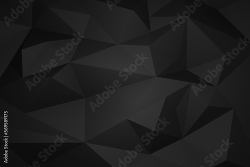 black low-polygon background 3D rendering.