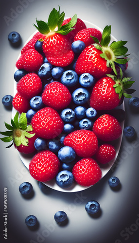 AI Digital Illustration Mixed Berries