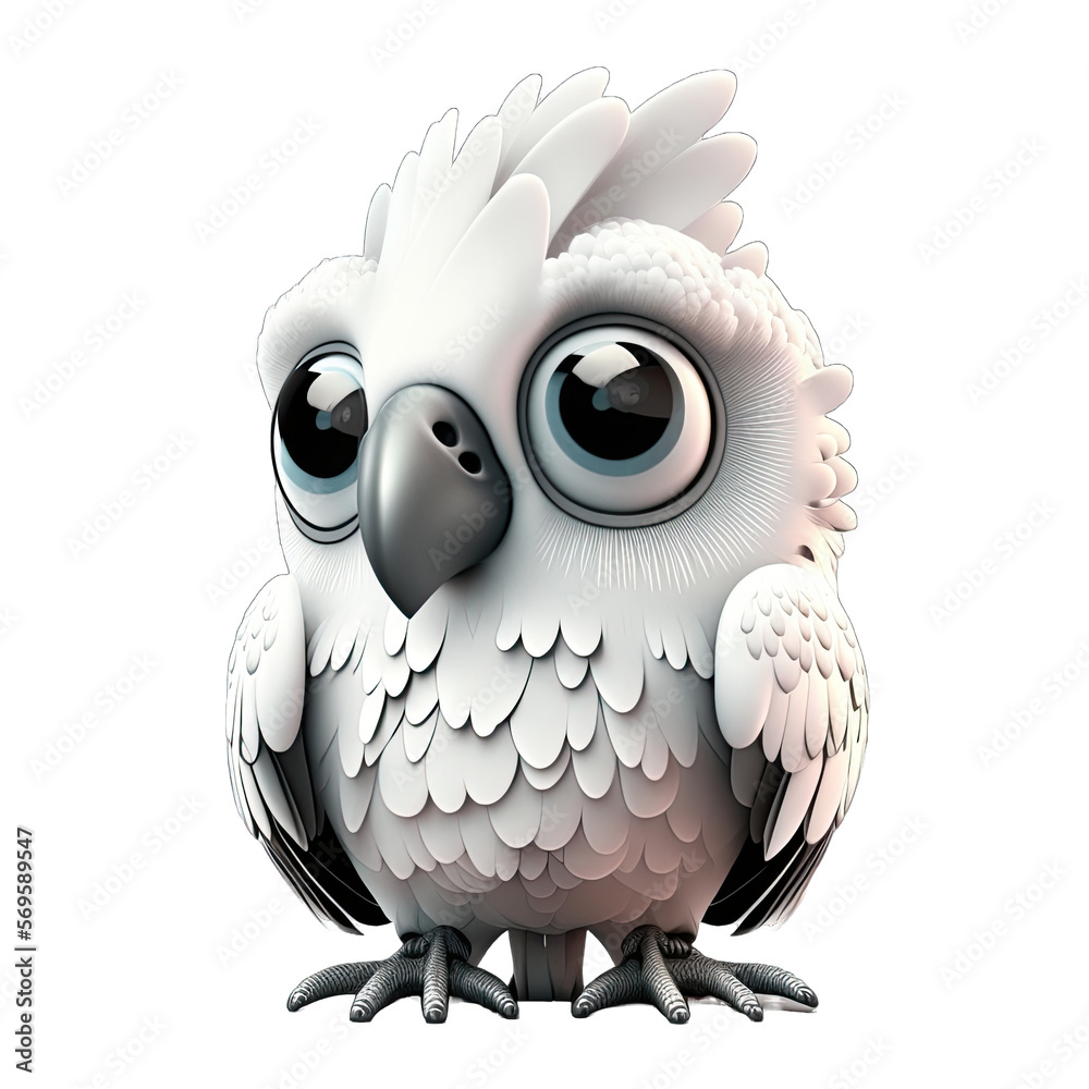 Obraz premium Cute cockatoo cartoon character created using generative AI tools