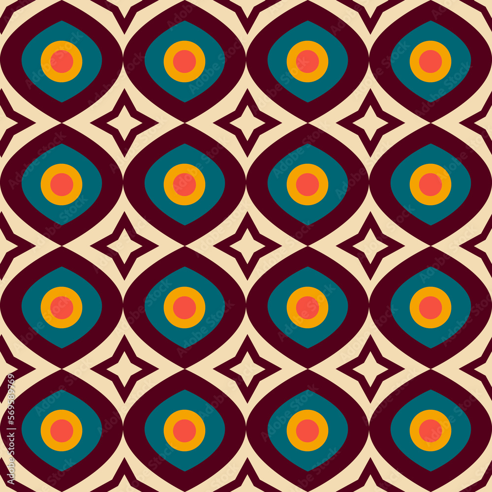 Retro 70s seamless pattern. Mid Century pattern. Retro 70s seamless pattern. Mid Century pattern.