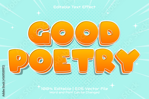 Good Poetry Text Effect Editable Flat Cartoon Style