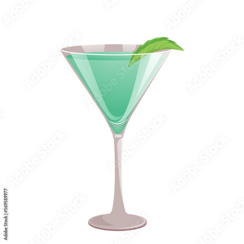 "Grasshopper "cocktail. Classic alcoholic cocktail based on mint liqueur and cream. 