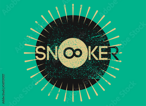 Snooker typographical vintage grunge style poster, emblem, logo design. Retro vector illustration.