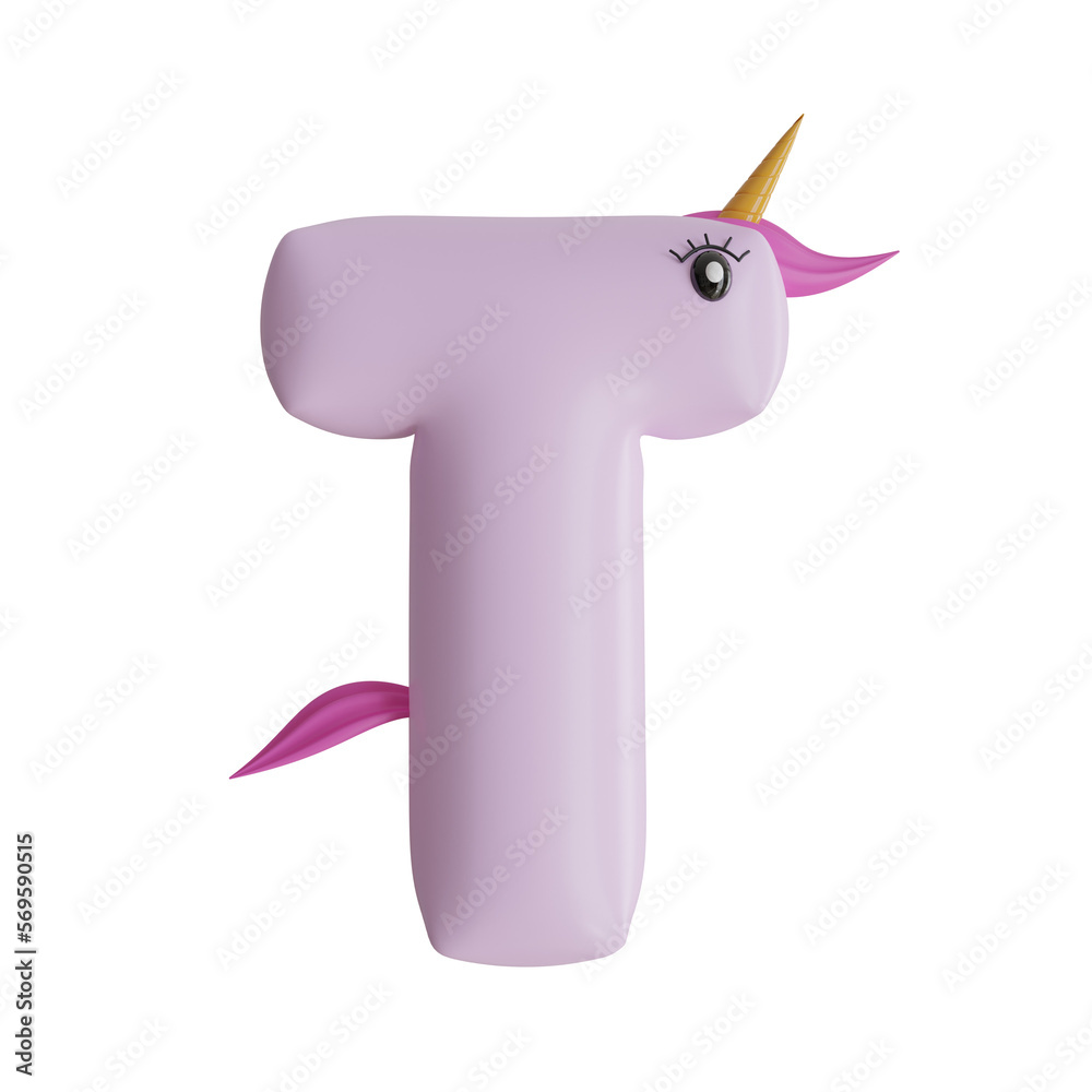 Unicorn Letter T 3D Alphabet Unicorn Letter T 3D Alphabet