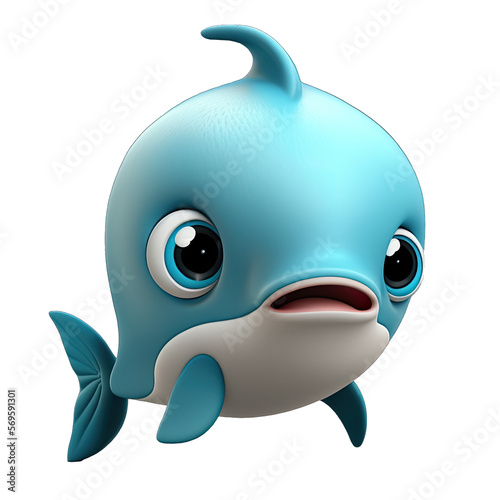 Cute dolphin cartoon character created using generative AI tools